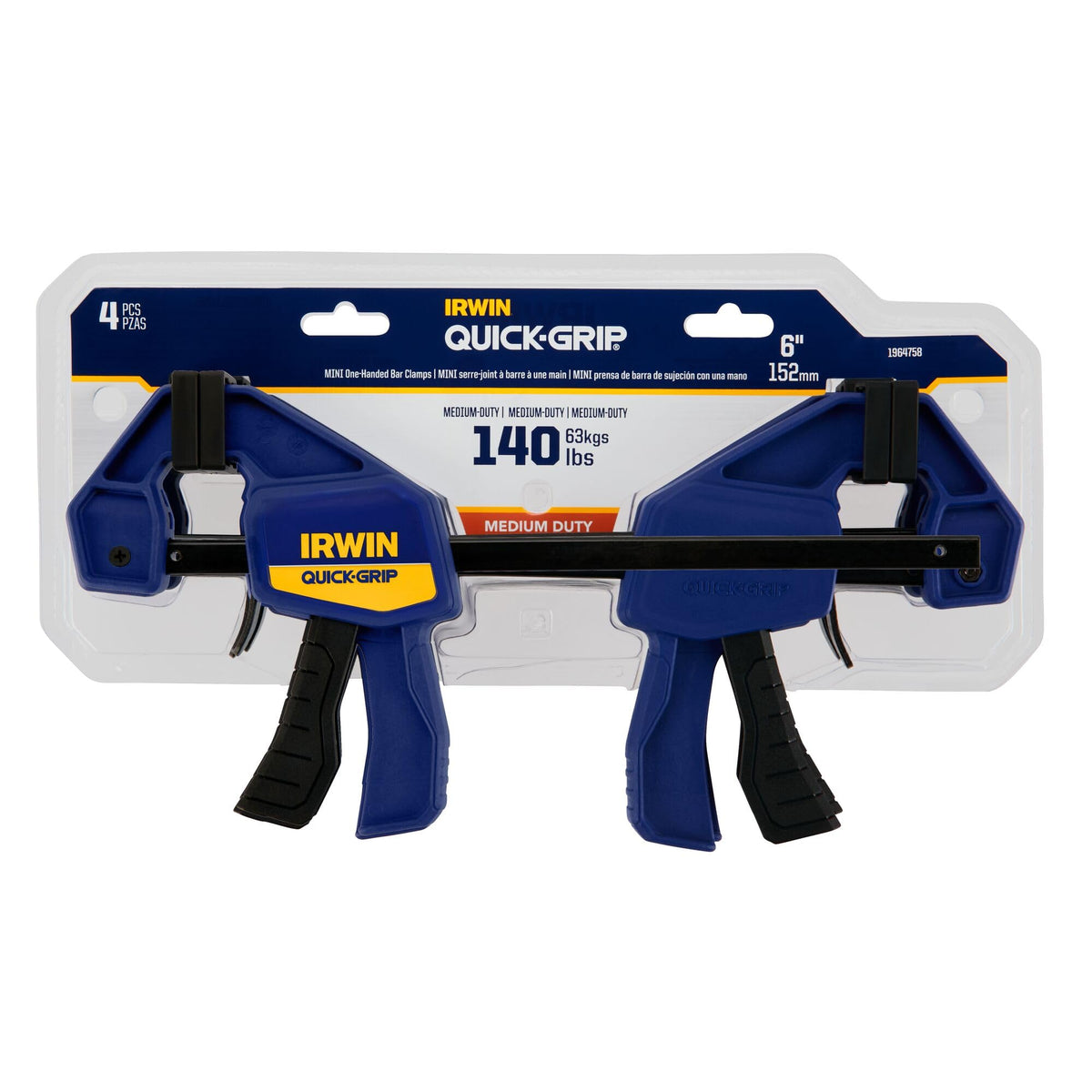 IRWIN QUICK-GRIP Clamps, One-Handed, Mini Bar, 6-Inch, 4-Pack (1964758) ๐ All In One Marketplace Canada