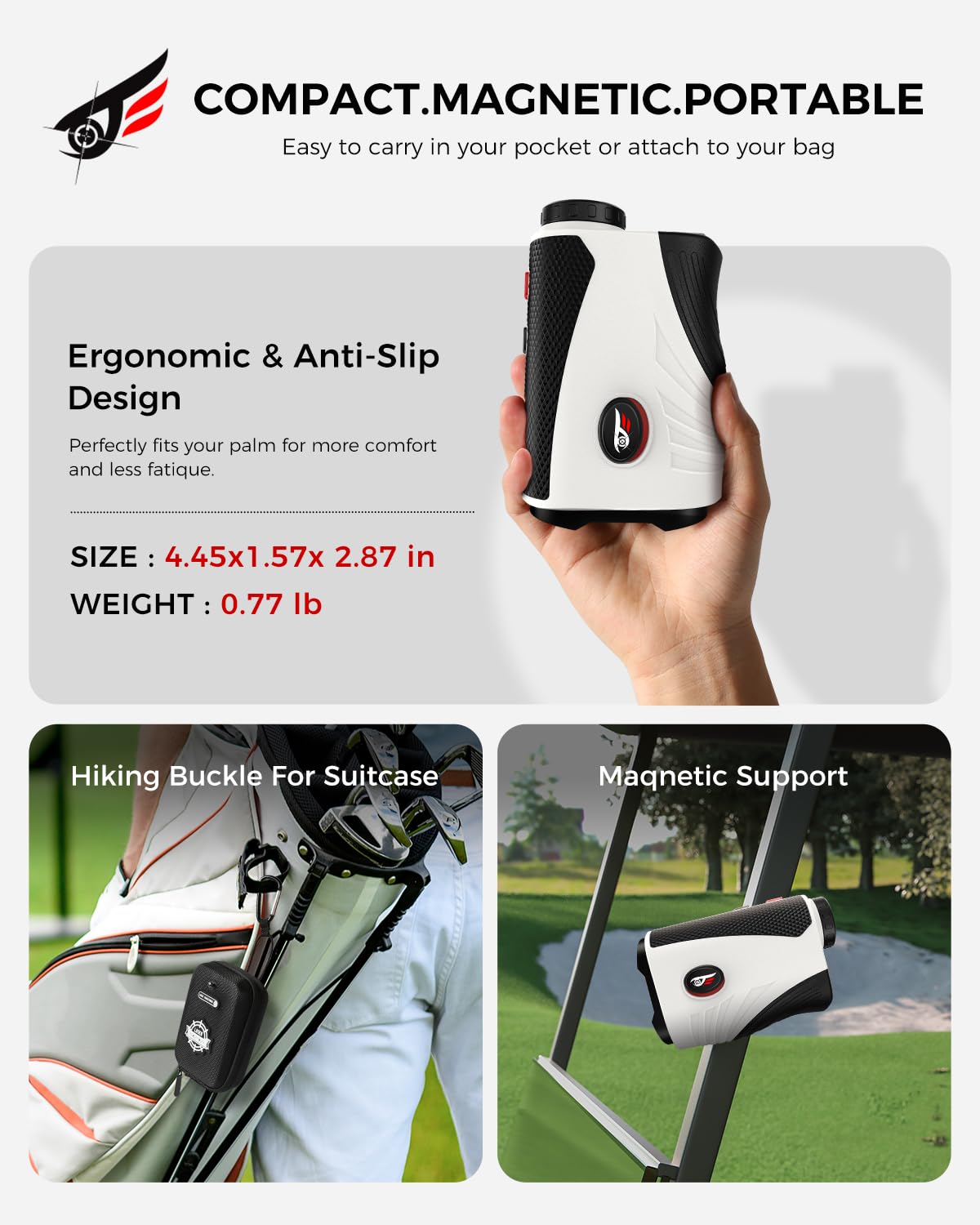 VyKure Golf Rangefinder with Slope - 1200 Yards Laser Range Finder with Flag Pole Locking Vibration, 7X Magnification rangefinder with Magnet Stripe (White) ๐ All In One Marketplace Canada