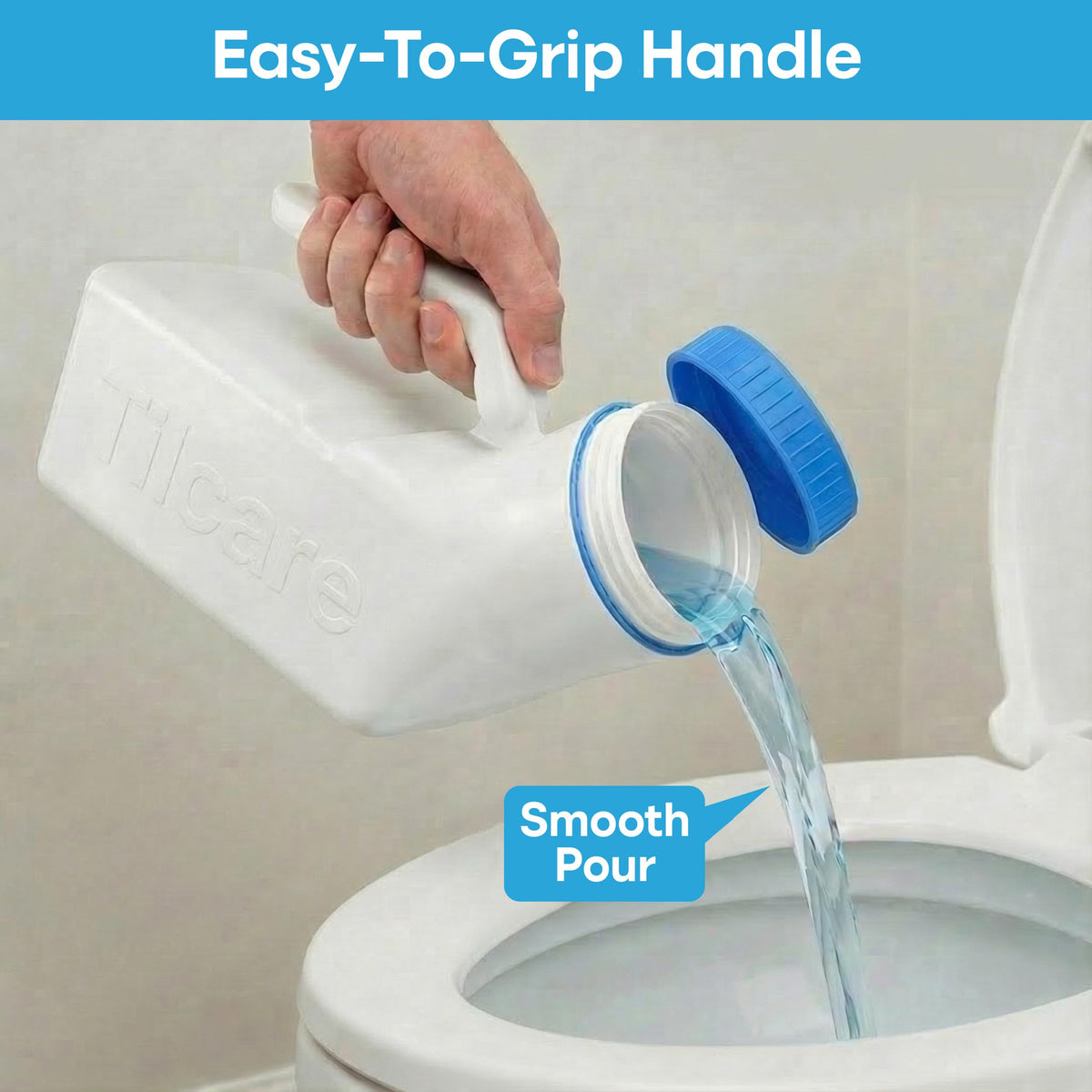 Urinals for Men Glow in the Dark Lid by Tilcare (1 Pack) - 32oz/1000mL Thick Plastic Mens Bedpan Bottle with Screw-on Lid - Spill Proof Urinary Chamber - Male Portable Travel Pee Bottles ๐ All In One Marketplace Canada