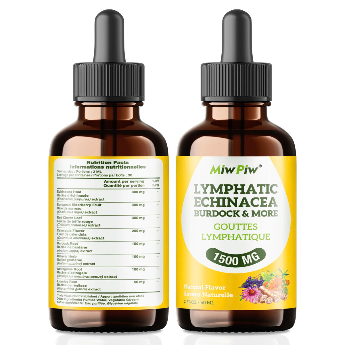 Lymphatic Drainage Drops with Echinacea, Burdock, Cleaver Herb โ Sugar Free, Gluten Free, Herbal Tea Flavour Alternatives, 2 Fl Oz ๐ All In One Marketplace Canada