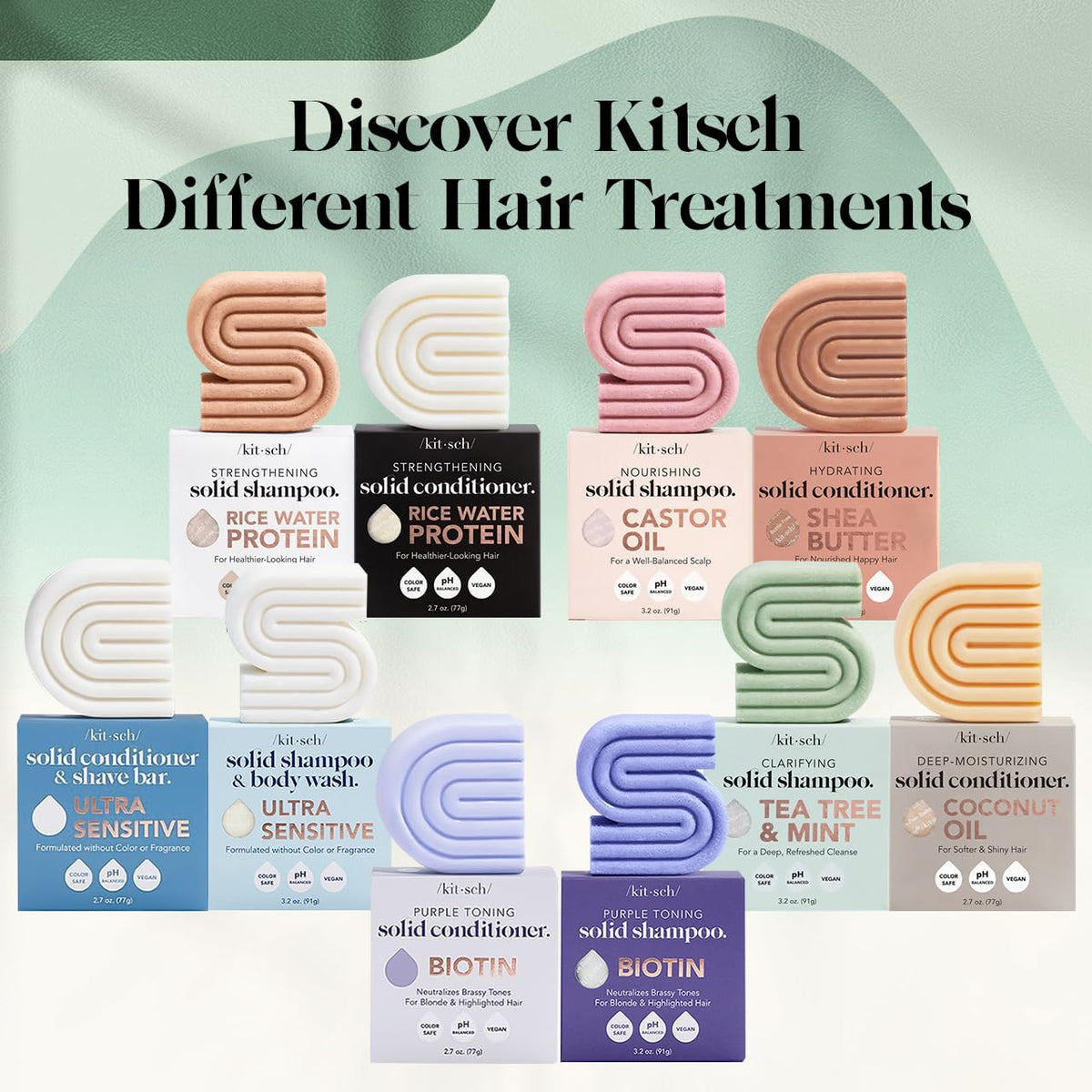 Kitsch Rosemary & Biotin Shampoo and Conditioner Set for Hair Growth - Strengthening, Thickening & Volumizing Shampoo and Conditioner Bar - Paraben, Sulfate & Silicone Free - 2 pack π All In One Marketplace Canada