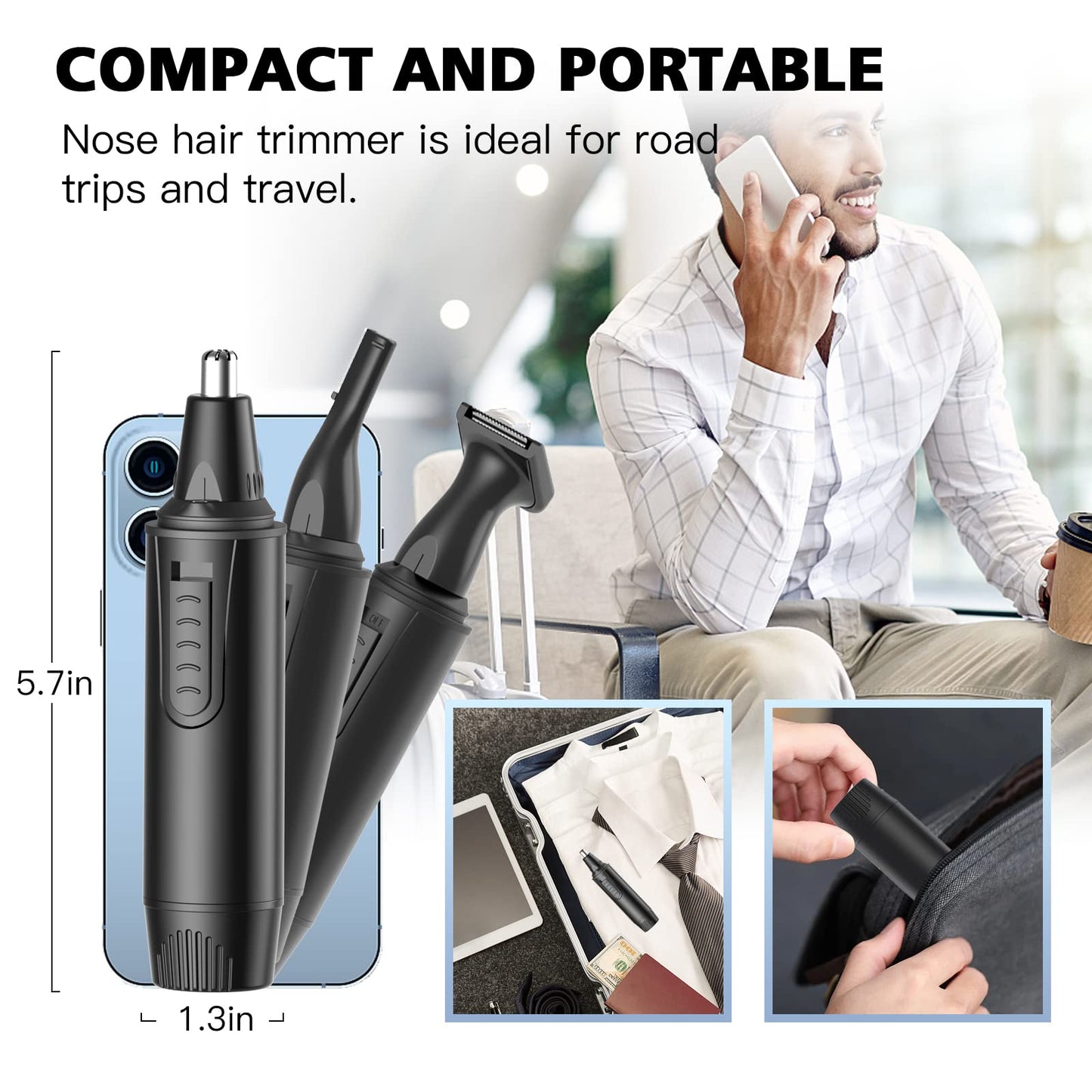 Nose Hair Trimmers for Men and Women-Rechargeable Ear Hair Trimmer-7IN1 Professional Painless Nose Clipper Eyebrow & Facial Hair Trimmer-IPX7 Waterproof Dual Edge Blades for Easy Cleansing-Black 🍁 All In One Marketplace Canada