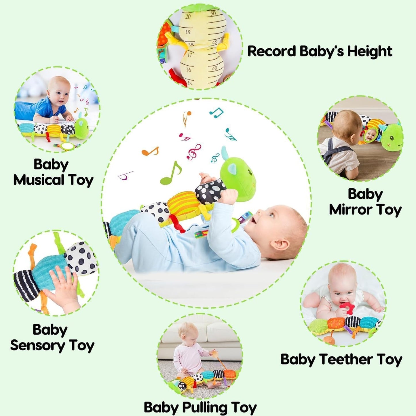 Baby Toys 0-3-6-12 Months, New Born Baby Boy Girl Gifts, Tummy Time Toys with Baby Mirror Teething Rattles Crinkle Music Sensory Toys for Newborn Babies Essentials 0 3 6 9 12 Month ๐ All In One Marketplace Canada
