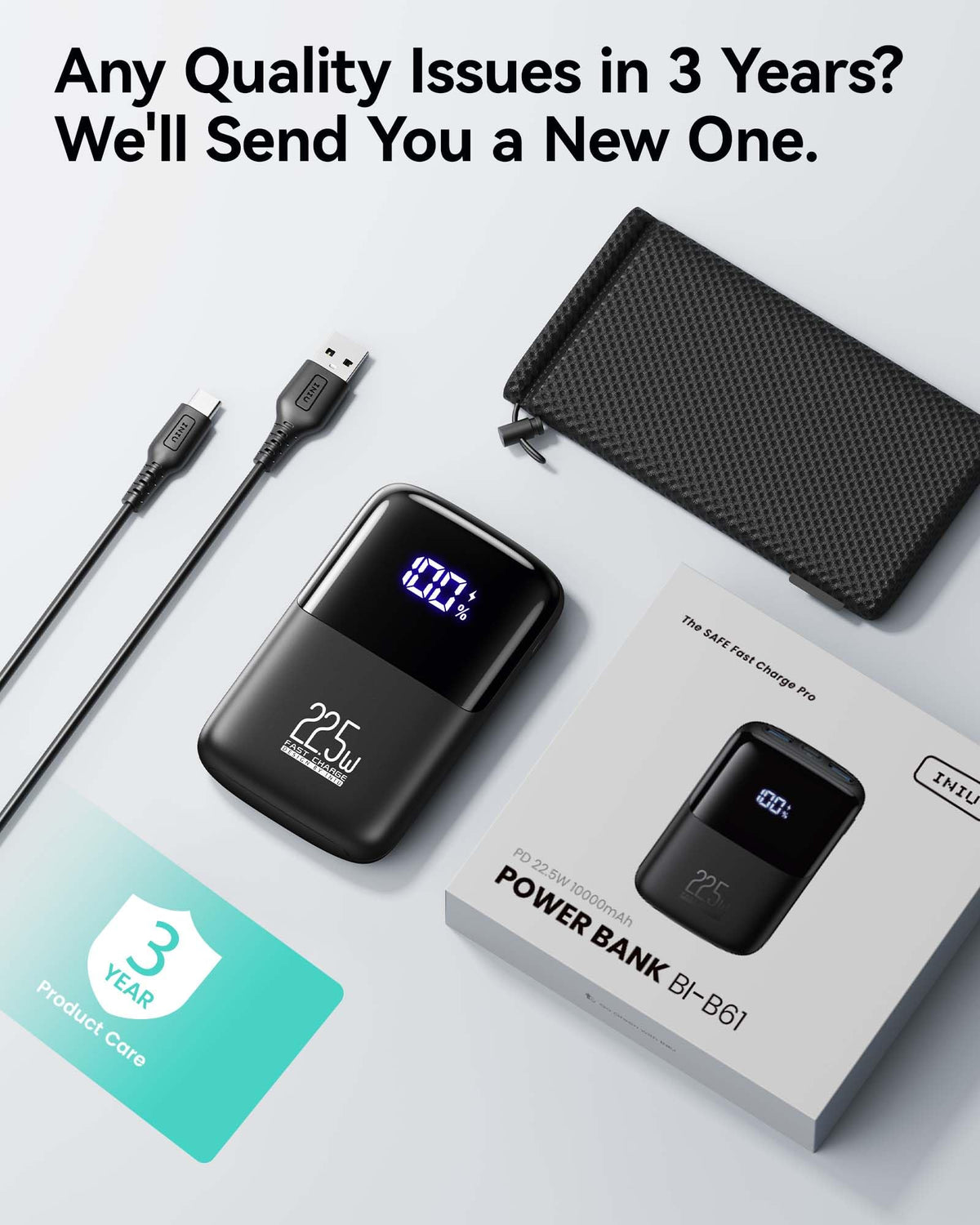 INIU Power Bank, Smallest 22.5W 10000mAh Portable Charger, USB C in&Out Fast Charging 3-Output Mini Battery Pack Charger with Phone Holder for iPhone 17 16 15 14 Samsung S24 S23 AirPods iPad etc š All In One Marketplace Canada