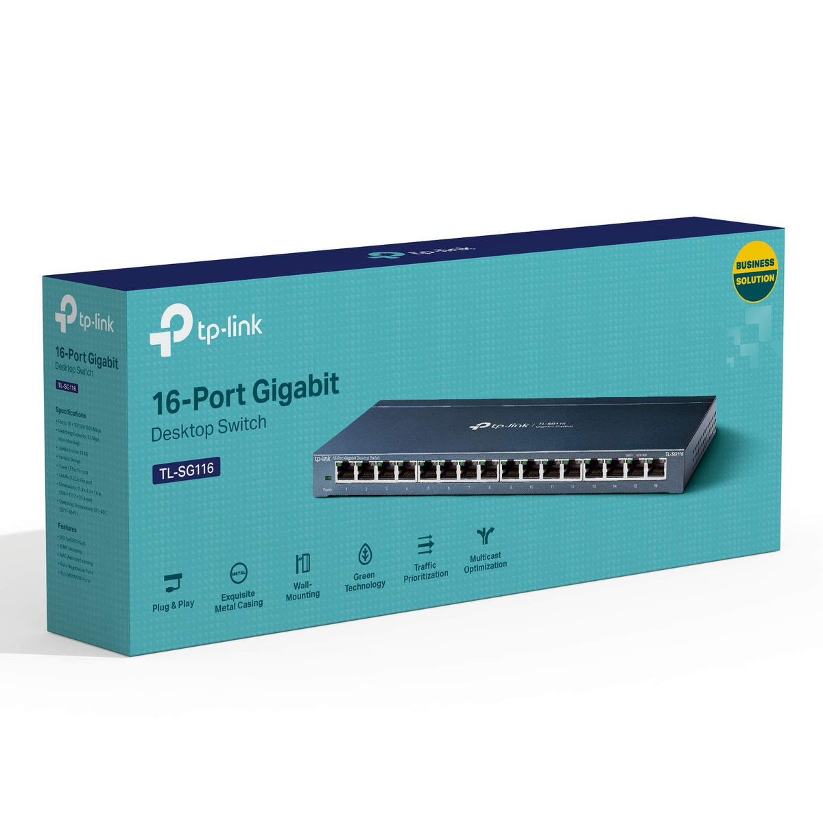 TP-Link 16 Port Gigabit Ethernet Network Switch, Desktop and Wall-Mount, Fanless, Sturdy Metal with Shielded Ports, Traffic Optimization, Unmanaged, Limited Lifetime Protection (TL-SG116) ๐ All In One Marketplace Canada