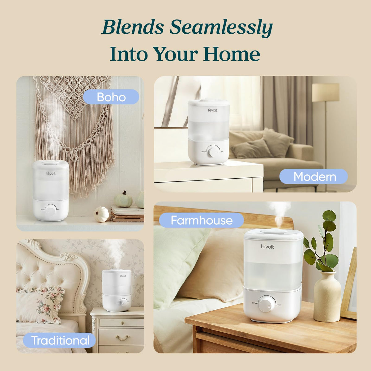 Levoit Humidifiers for Bedroom, Top Fill Cool Mist Air Humidifier for Baby Nursery, Plants, Ultrasonic, Auto Shut-off, BPA Free, Quiet, Knob Control, 360ยฐ Nozzle ๐ All In One Marketplace Canada