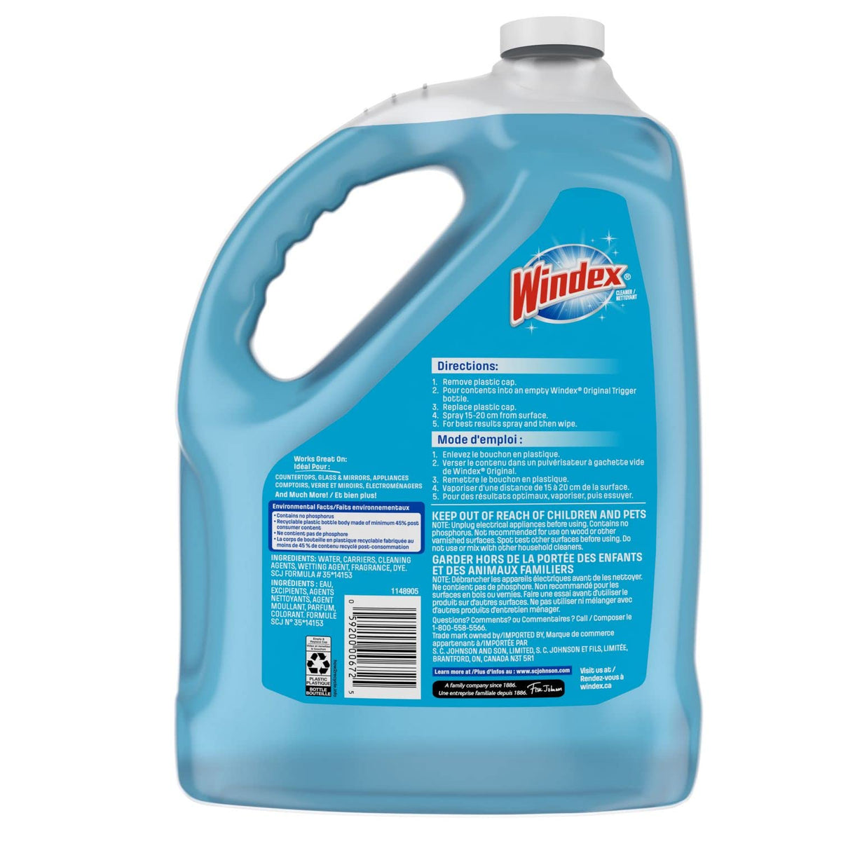 Windex Original Blue Window, Glass and Mirror Cleaner Refill, Removes Fingerprints, Smudges, and Smears, Surface Cleaner Shine Spray, 5L ๐ All In One Marketplace Canada