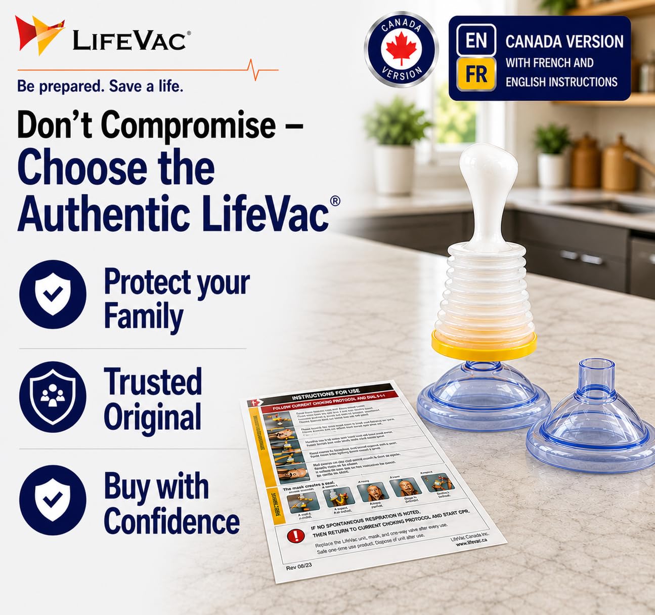 LifeVac Travel Kit (Canadian Version) - Choking Rescue Device, Portable Suction Rescue Device First Aid Kit for Kids and Adults, Portable Airway Suction Device | Anti Choking Device for Children and Adults ๐ All In One Marketplace Canada