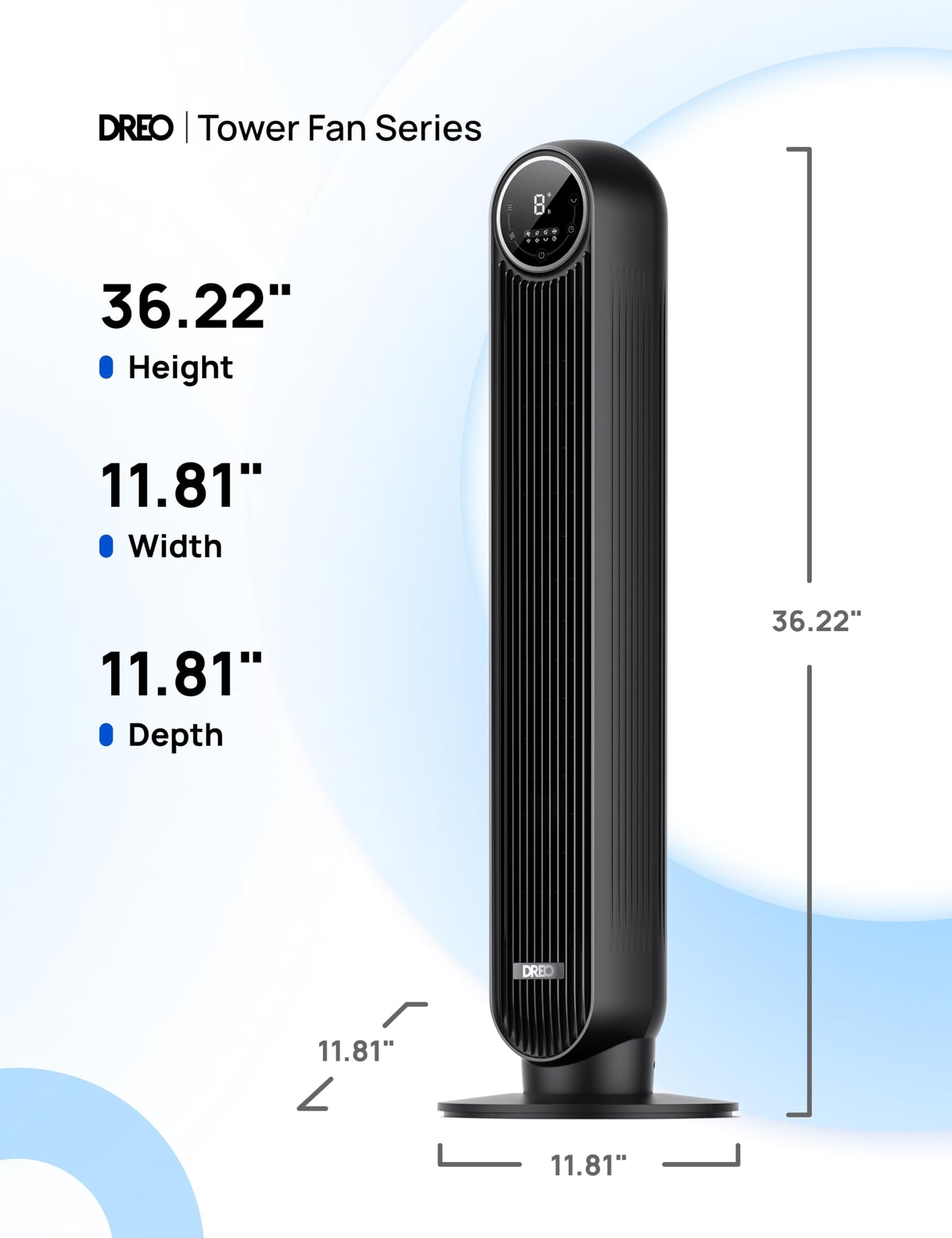 DREO Tower Fan for Bedroom, 2026 Upgraded DC Motor, 28ft/s High Velocity, 20dB Ultra Quiet Standing Fan, 8 Speeds 4 Modes, 90ยฐ Oscillating Bladeless Fan for Indoors, Floor Fans with Remote, Black ๐ All In One Marketplace Canada