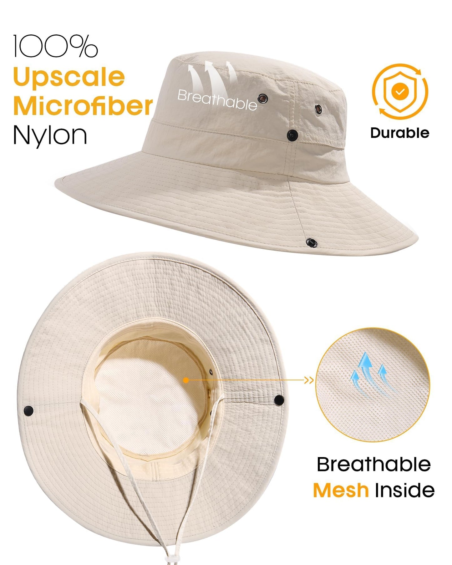 FURTALK Sun Hat for Women Men UV Protection Safari Hat Womens Summer Wide Brim Packable UPF50 Hiking Fishing Cowboy Style hat Beige 🍁 All In One Marketplace Canada