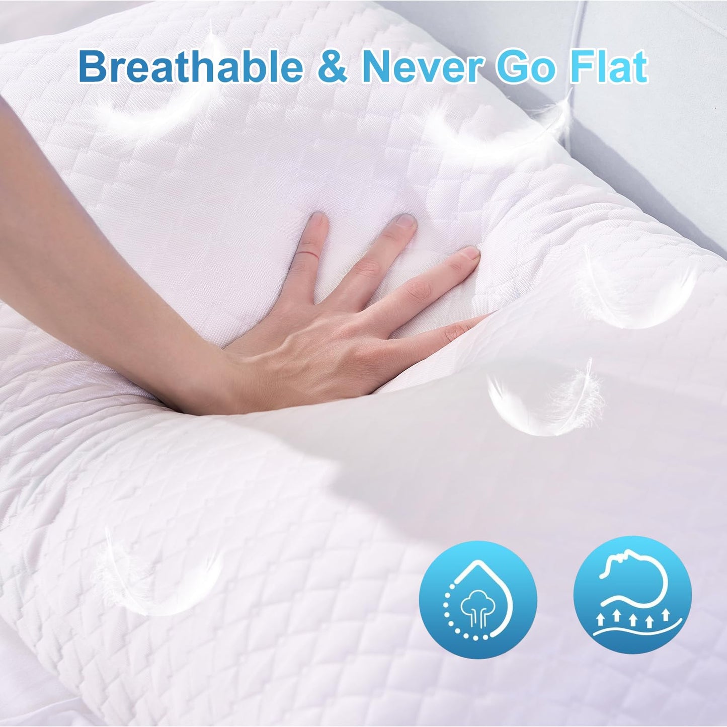 NTCOCO Cooling Bed Pillows Queen Size Pack of 2 for Sleeping Shredded Memory Foam Bed Pillows Adjustable Gel for Side Stomach Back Sleepers Washable Removable Cover Cover ๐ All In One Marketplace Canada