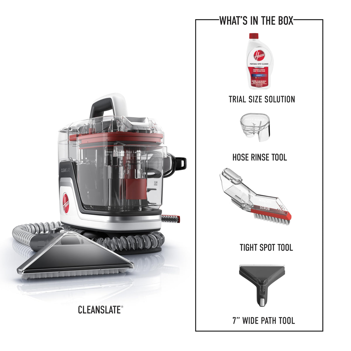 Hoover CleanSlate FH14000V Portable Carpet and Upholstery Spot Cleaner Machine with Dual Tank Technology, 40 oz Capacity, 7 Inch WidePath Tool, Pet Stain Remover, Red ๐ All In One Marketplace Canada