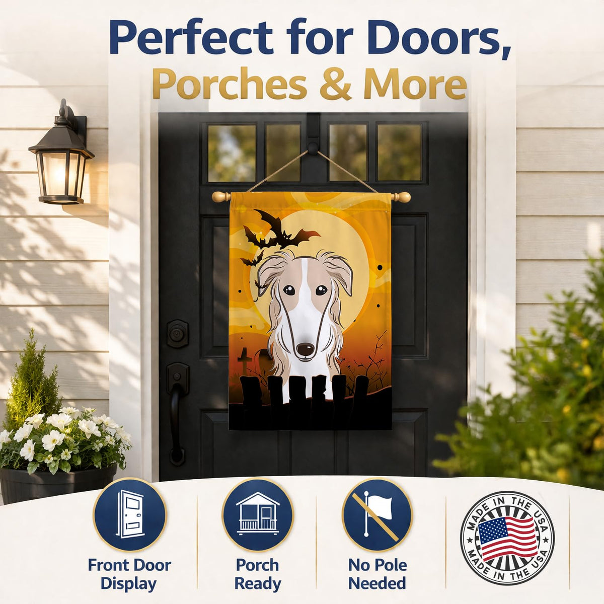 Caroline's Treasures BB1786CHF Halloween Borzoi Canvas House Size Flag, Multicolor, Large