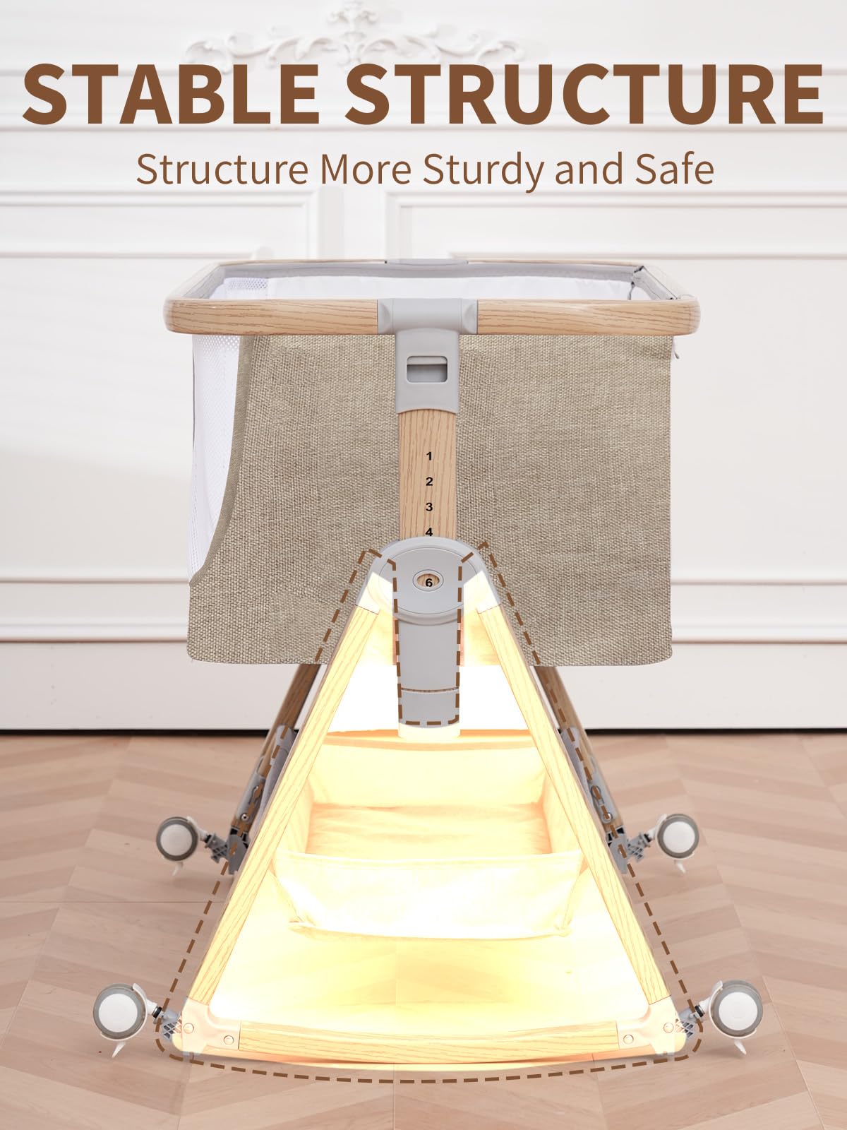 Baby Bassinet, Basinet Bedside Sleeper with Waterproof Bassinet Sheets and Soft Mattress, Safe Adjustable Height Bedside Bassinets with Wheels, Girl/Boy Bassinets, Jestonten (Khaki) 🍁 All In One Marketplace Canada