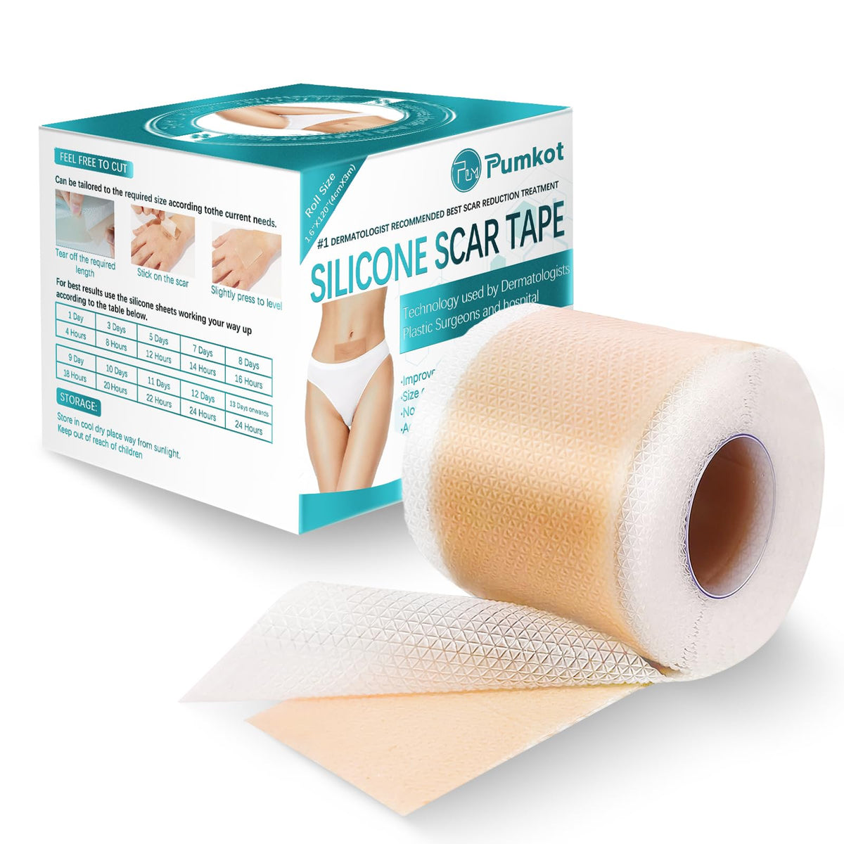 Pumkot Silicone Scar Sheets, Silicone Scar Tape(1.6โ x 120โ Roll-3M) ๐ All In One Marketplace Canada