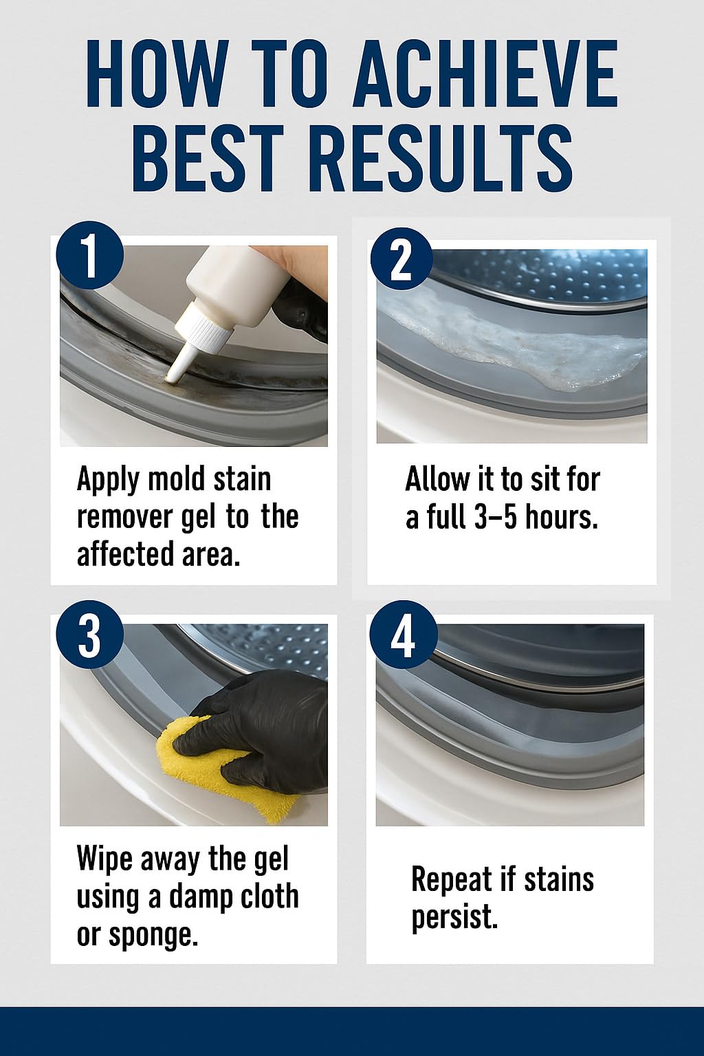 Mold Stain Remover Gel Cleaner - ACTIVE Heavy Duty Stain Cleaner for Front Loader Washing Machine Seal, Bathroom Grout, Shower, Caulk - Front Load Washer Cleaning Solution - 7 Fl Oz ๐ All In One Marketplace Canada