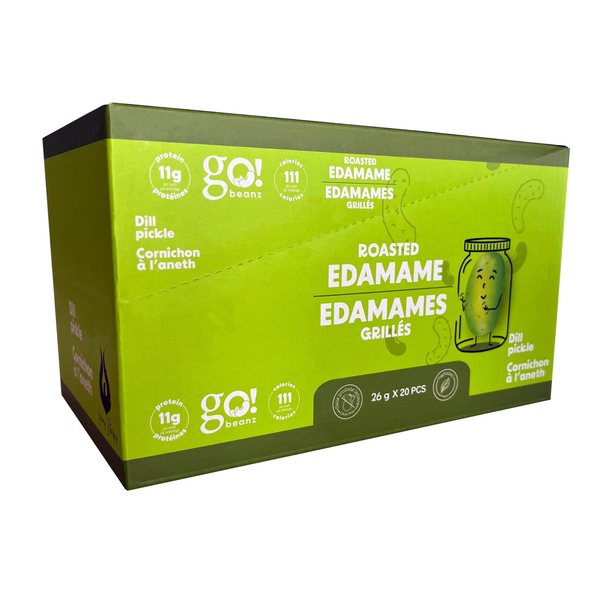 GoBeanz Crunchy Roasted Edamame, Tasty Dill Pickle High Protein Healthy Snack, For Adults & Kids, 20 Single Serve Packs, Low calorie, Low Sugar Plant Based, Salty Snacks ๐ All In One Marketplace Canada