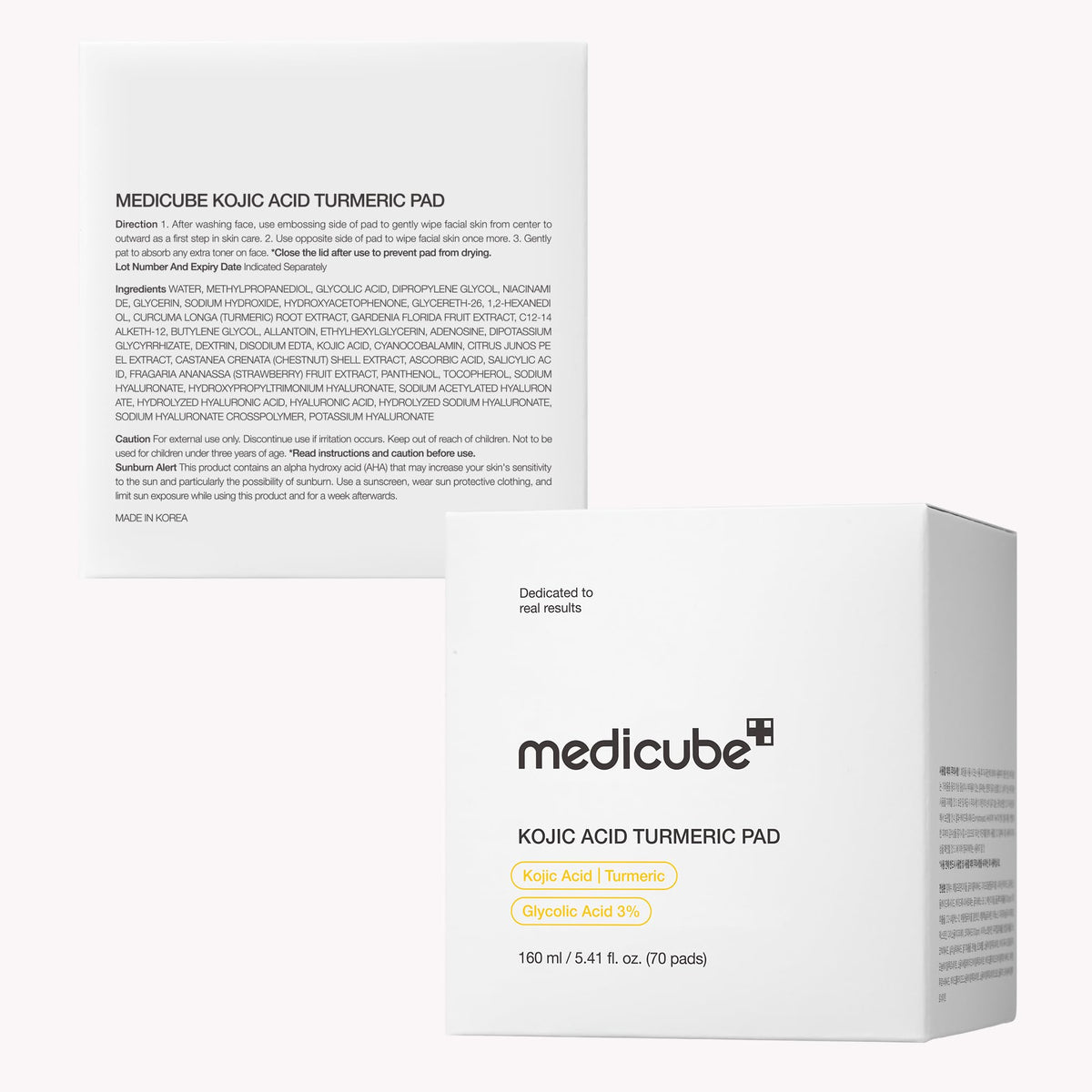medicube Kojic Acid Turmeric Clarifying Toner Pad for Troubled Skin & Use After Spot Care, Soothing & Calming with Kojic Acid, Turmeric, Niacinamide & Glycolic Acid, Korean Skin Care, 70 Pads, 1 Pack π All In One Marketplace Canada
