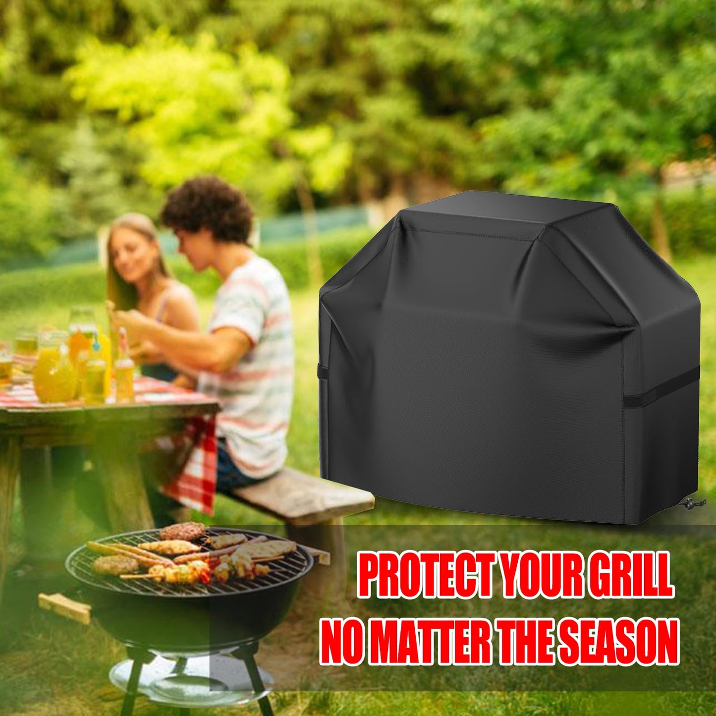 Grill Cover, 48 inch BBQ Gas Grill Cover Waterproof Weather Resistant, UV and Fade Resistant, UV Resistant Material for Weber Char-Broil Nexgrill Grills and More, Black ๐ All In One Marketplace Canada