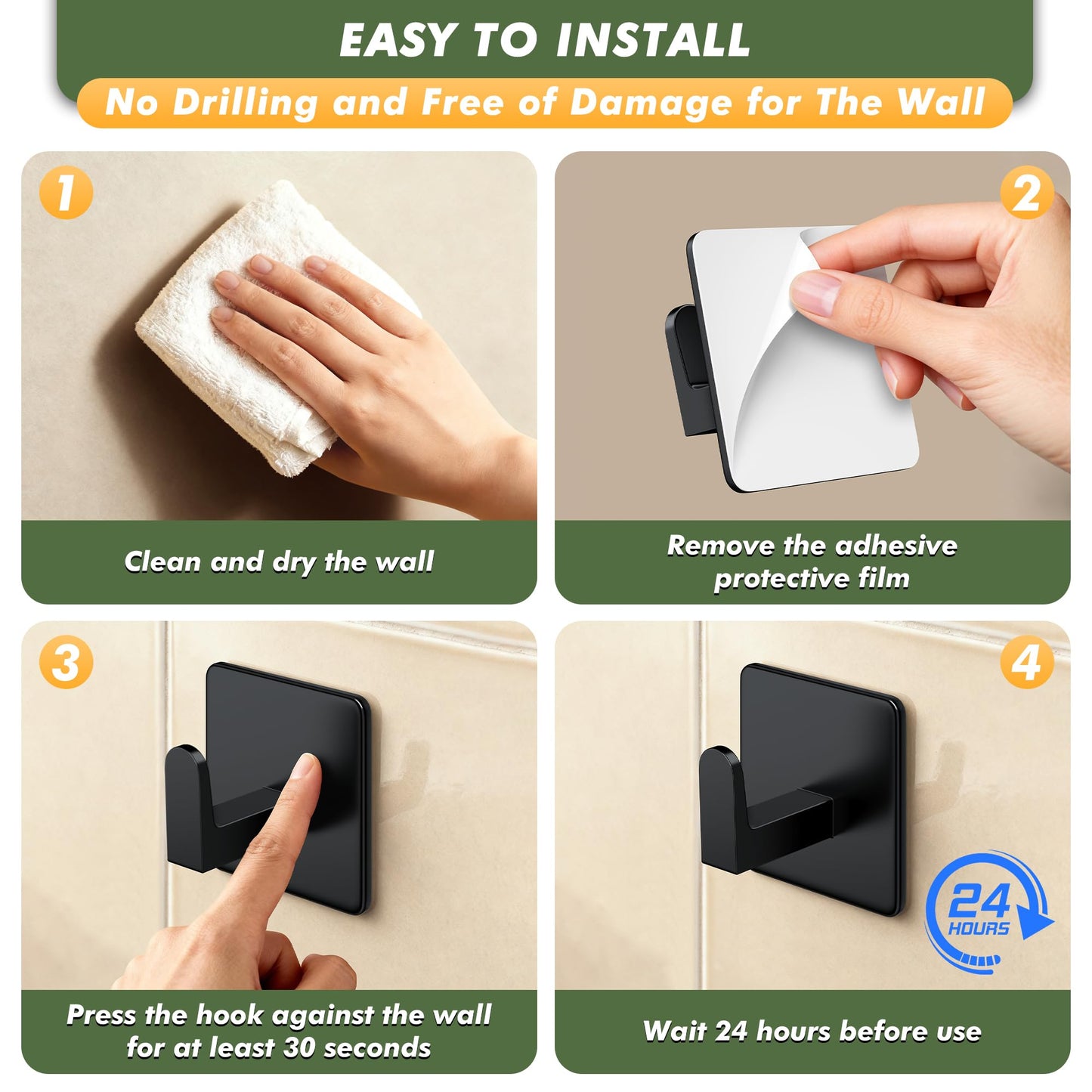 Auxmir Self Adhesive Hooks for Coat Towel, 7KG Heavy Duty Towel Hooks Stick on Wall and Door, 5 Pack Stainless Steel Waterproof Rustproof Wall Hanger for Bathroom Kitchen Office Shower ๐ All In One Marketplace Canada
