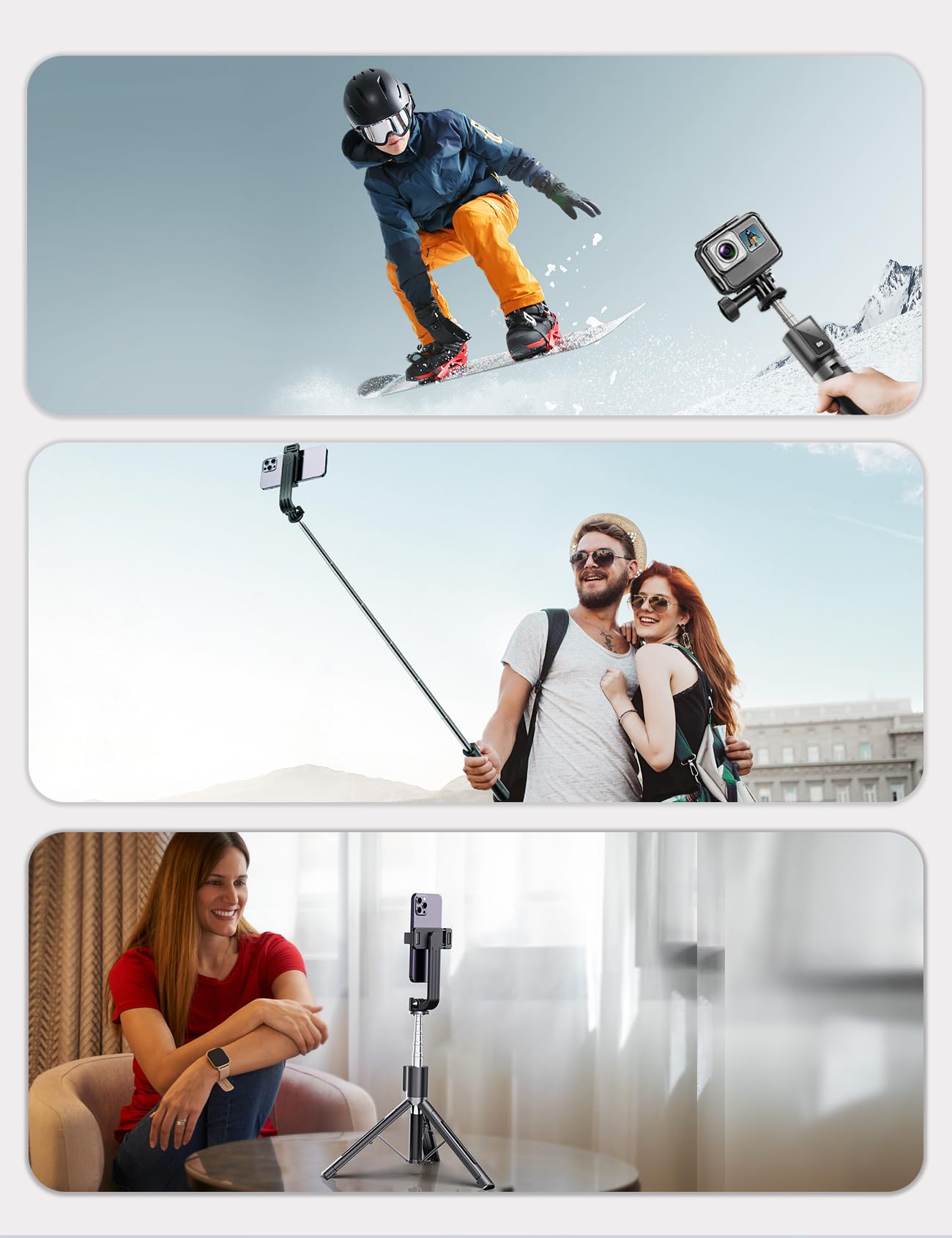 ANXRE Selfie Stick Tripod with Fill Light and Stable Base, Extendable Phone Tripod with Detachable Wireless Remote, 50" Travel Stand for Cell Phone Film & Vlog Compatible with iPhone Android Gopro 🍁 All In One Marketplace Canada