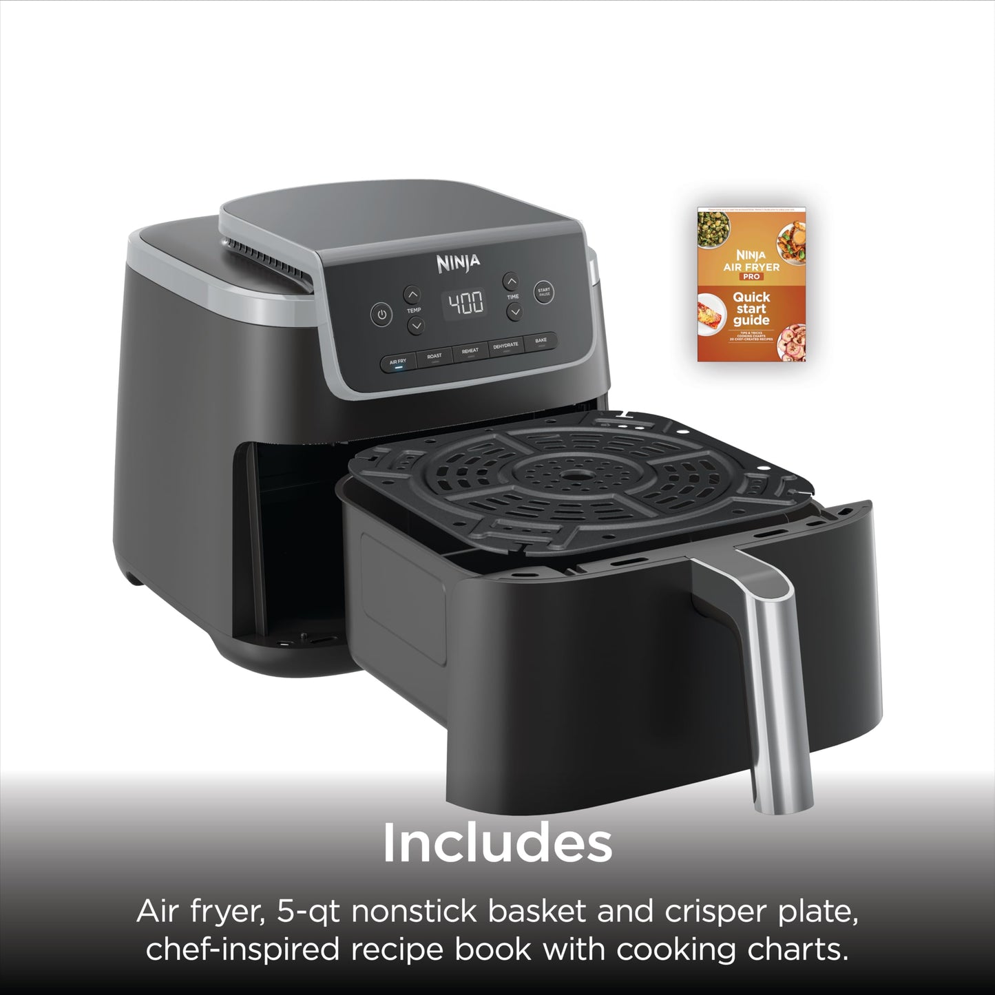 Ninja Air Fryer Pro 5-in-1, 5 QT Capacity, Air Fry, Bake, Roast, Reheat, and Dehydrate, Air Crisp Technology, Nonstick Basket & Crisper Plate, Grey, AF142C ๐ All In One Marketplace Canada