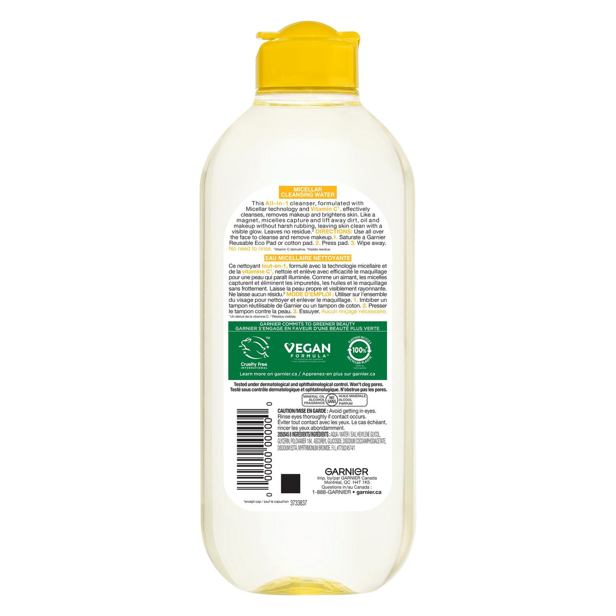 Garnier Micellar Cleansing Water, All-in-One Makeup Remover & Face Cleanser With Vitamin C, Hypoallergenic, All Skin Types Even Sensitive Skin, 400 ml ๐ All In One Marketplace Canada