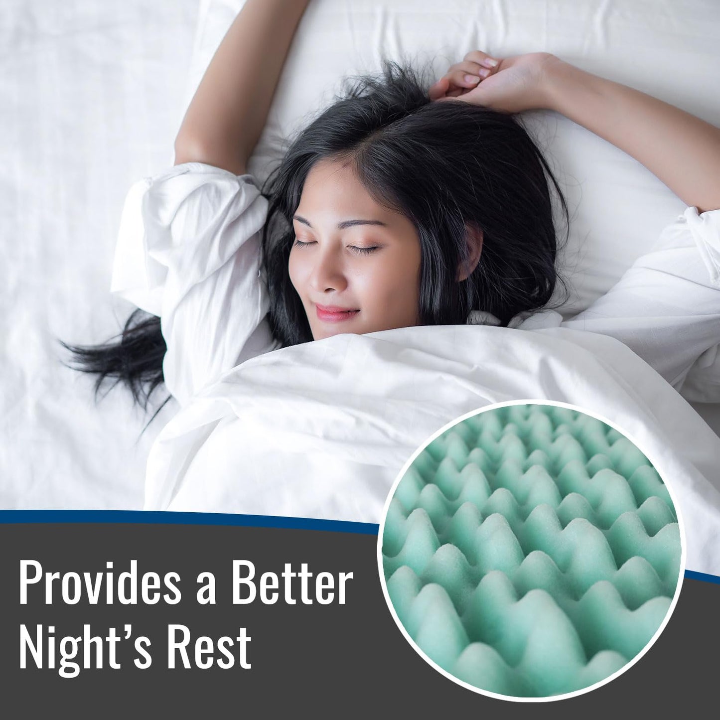 DMI Foam Mattress Topper, Egg Crate Foam Pad, Mattress Pad and Bed Topper for Support, Air Circulation, Pressure Relief and Weight Distribution, Twin Size Mattress, 33 x 72 x 2,Blue ๐ All In One Marketplace Canada