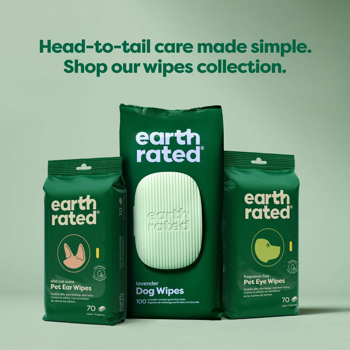 Earth Rated (A Canadian Company) Pet Wipes for Dogs and Cats, Hypoallergenic, Cleaning and Hydrating, for Grooming Paws, Body and Butt, Unscented, 400 Count ๐ All In One Marketplace Canada