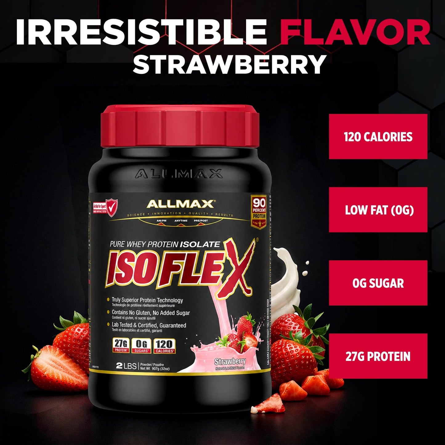 ALLMAX ISOFLEX Whey Protein Isolate, Strawberry, 2 lb ๐ All In One Marketplace Canada