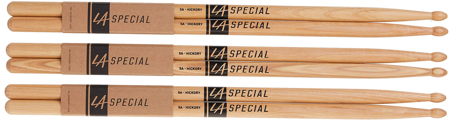LA Specials Hickory 5A Drum Sticks, Wood Tip, 3-Pair Pack ๐ All In One Marketplace Canada