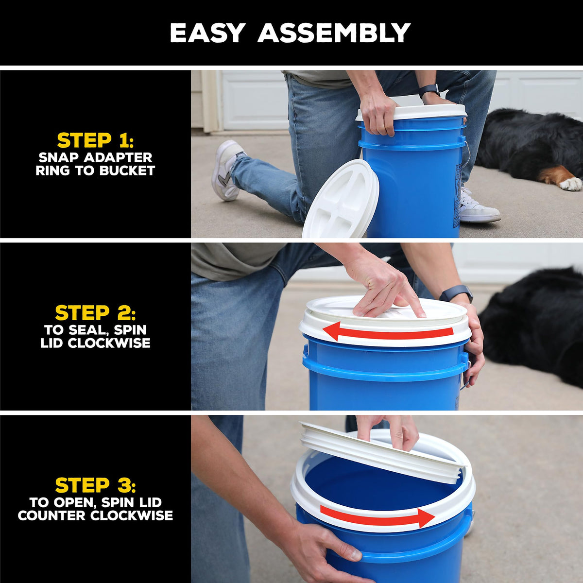 Gamma2 Gamma Seal Lid 3pk Combo for Utility Buckets - Fits 3.5, 5, 6 & 7 gallon buckets, Red, White & Blue, Made in USA ๐ All In One Marketplace Canada