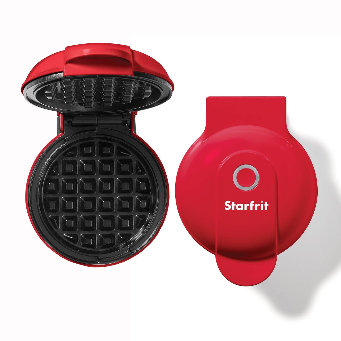 Starfrit Electric Mini Waffle Maker - 4" Non-Stick Cooking Surface - Easy to Use & Clean - Red - 350W ๐ All In One Marketplace Canada
