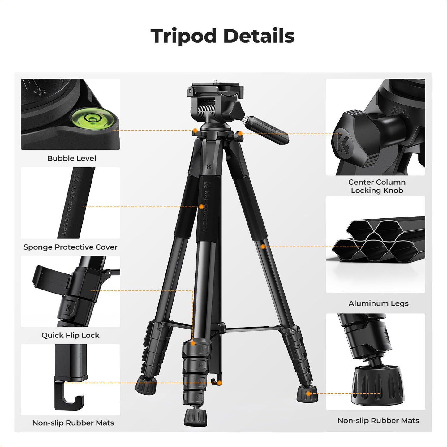 K&F CONCEPT 75" Lightweight Tripod, Camera Compact Tripod with Remote and 2-in-1 Phone Holder,Travel Phone Tripod with Removable 3-Way Pan Head for Selfie/Video Recording/Photo/Live Stream/Vlog ๐ All In One Marketplace Canada