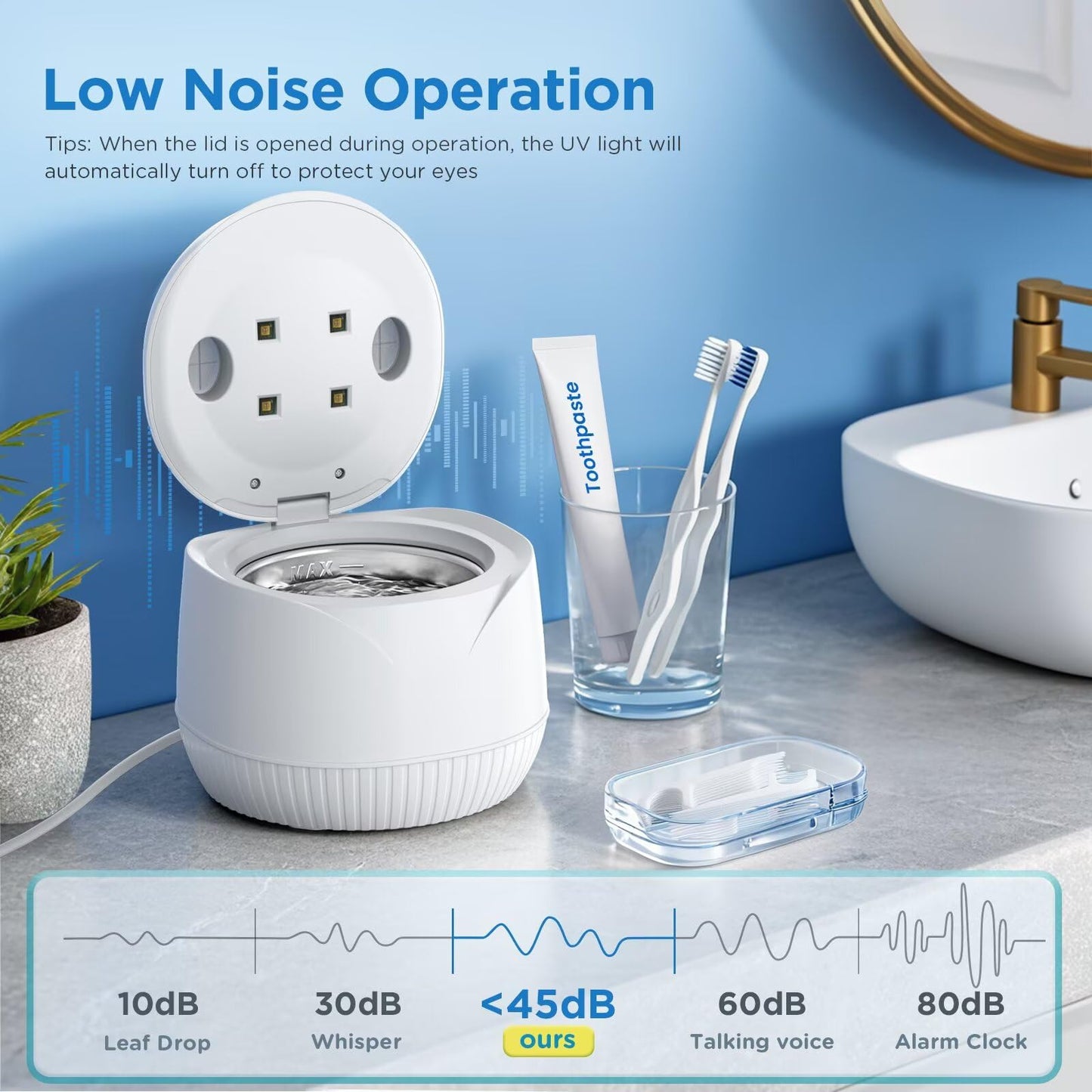 Dental Ultrasonic Retainer Cleaner Machine: 45kHz Dental Cleaning Pod with Digital Timer & 200ML, Cleaning for Dentures, Mouth Guards, Aligners, Night Guards, Braces, Toothbrush Heads & Jewelry ๐ All In One Marketplace Canada