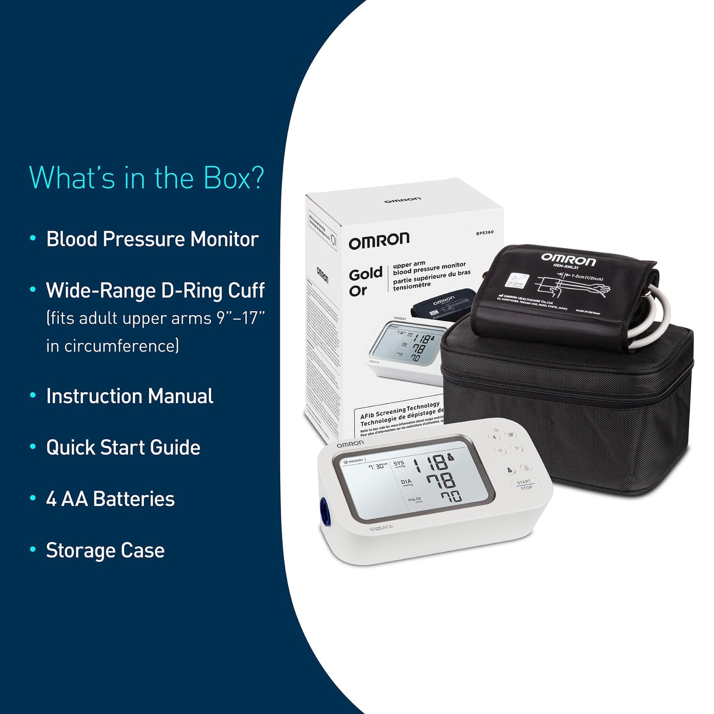 OMRON Gold Upper Arm Blood Pressure Monitor - Clinically Validated Blood Pressure Arm Cuff - Use OMRON Connect App for Unlimited Measurements 🍁 All In One Marketplace Canada