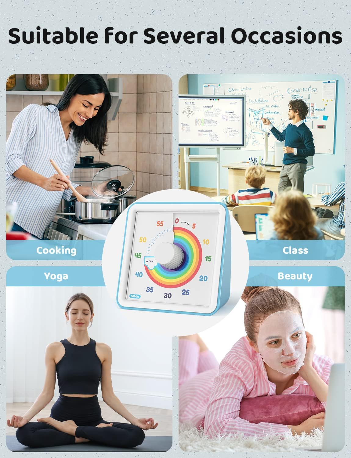 LIORQUE Visual Timer 60 Minute Countdown Timer for Kids Autism with Rainbow Pattern Design, Silent Time Management Tool, No Ticking ๐ All In One Marketplace Canada