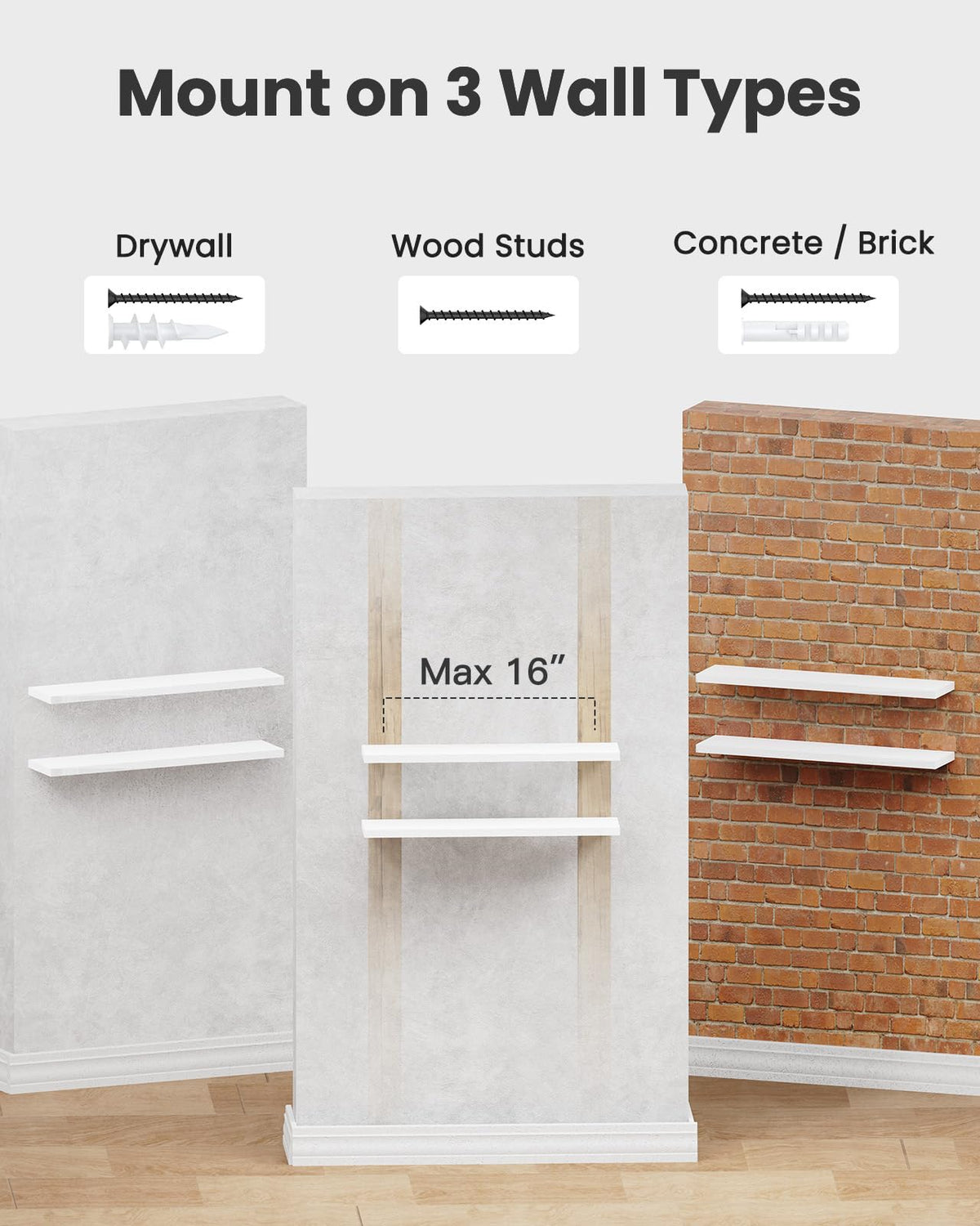 Amada 24 inch L Floating Shelves with Invisible Brackets, Set of 2, White ๐ All In One Marketplace Canada