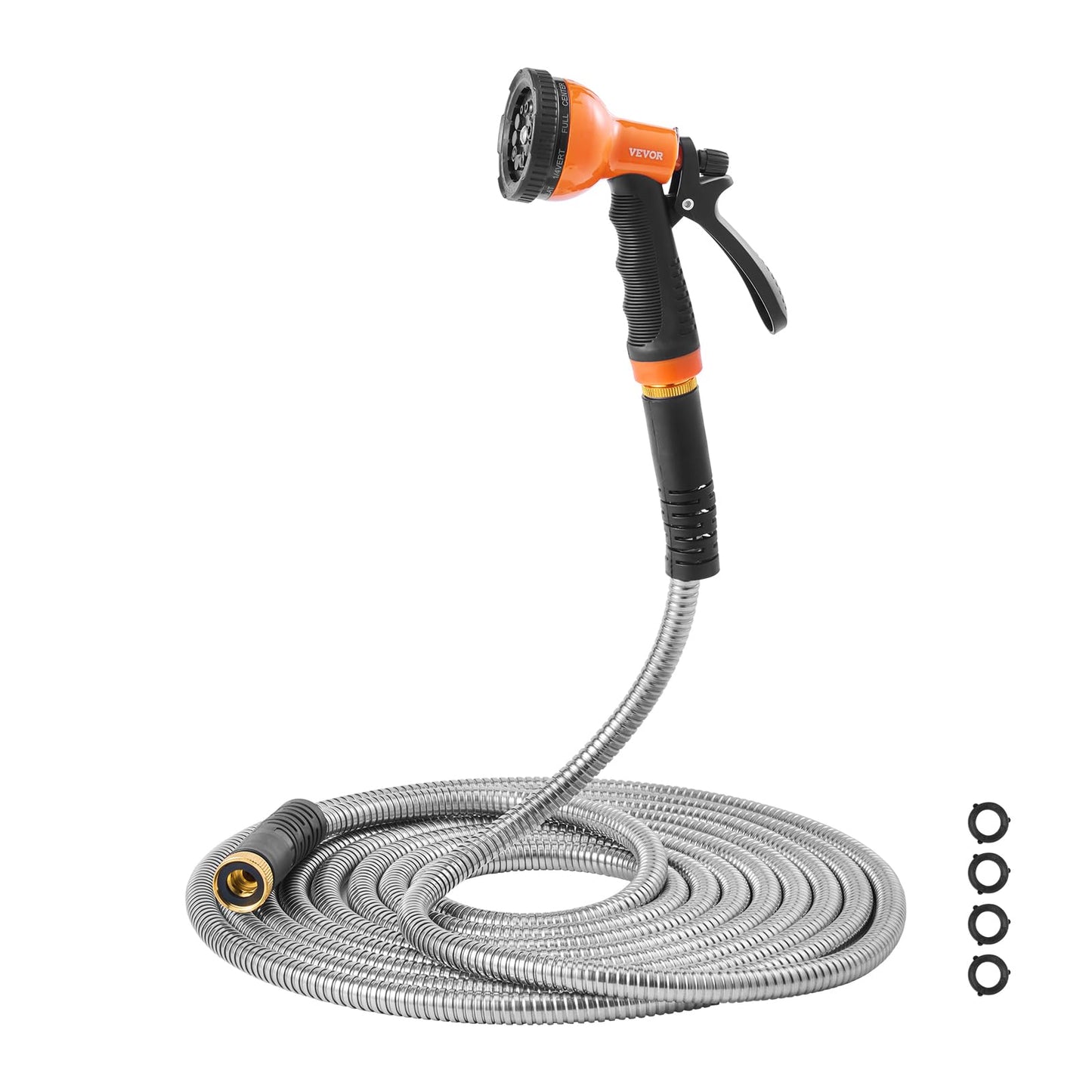 VEVOR Metal Garden Hose 100 ft, Rust Proof Stainless Steel Water Hose, Heavy Duty Backyard Hose with 10 Function Nozzle, No-Kink & Flexible Water Pipe, Lightweight Metal Hose for Yard, Outdoor ๐ All In One Marketplace Canada