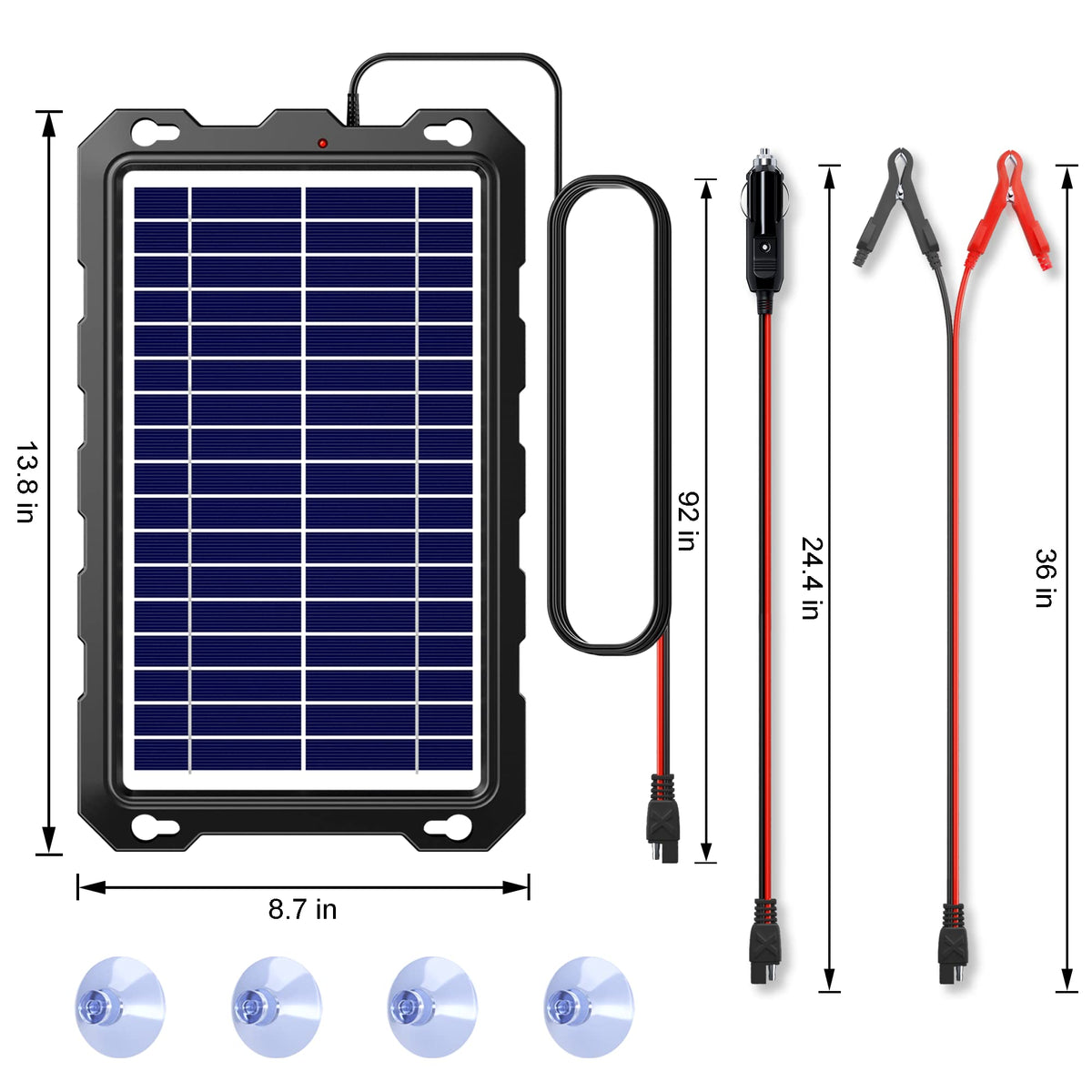 Solar Battery Trickle Charger for Car Battery, Portable and Waterproof Solar Battery Maintainer, Amorphous Silicon Solar Panel car Battery Charger (Solar Battery Charger 7.5W) ๐ All In One Marketplace Canada