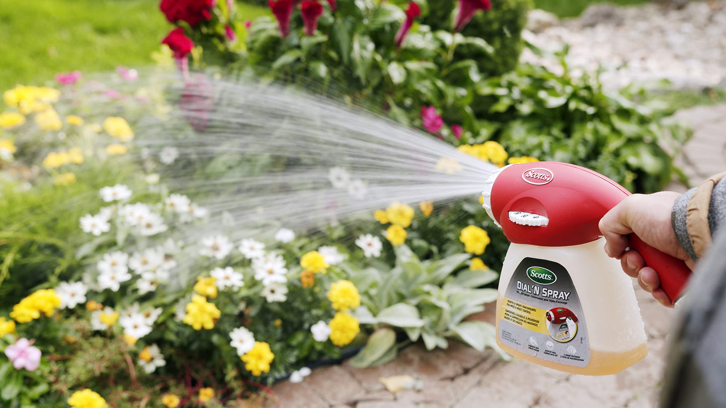 Scotts Dial N Spray Hose-End Sprayer with Accu-Set Dial: Precise Weed, Bug & Fungus Application, No Mix, No Measure, 25 ft Jet Spray, Ergonomic Trigger ๐ All In One Marketplace Canada