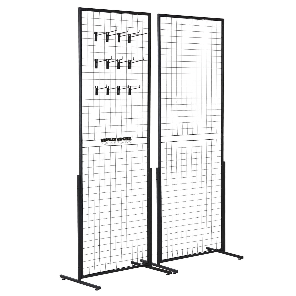 VEVOR 2' x 5.6' Grid Wall Panels Tower, 2 Packs Wire Gridwall Display Racks with T-Base Floorstanding, Double Side Gridwall Panels for Art Craft Shows, Retail Display with Extra Clips and Hooks ๐ All In One Marketplace Canada