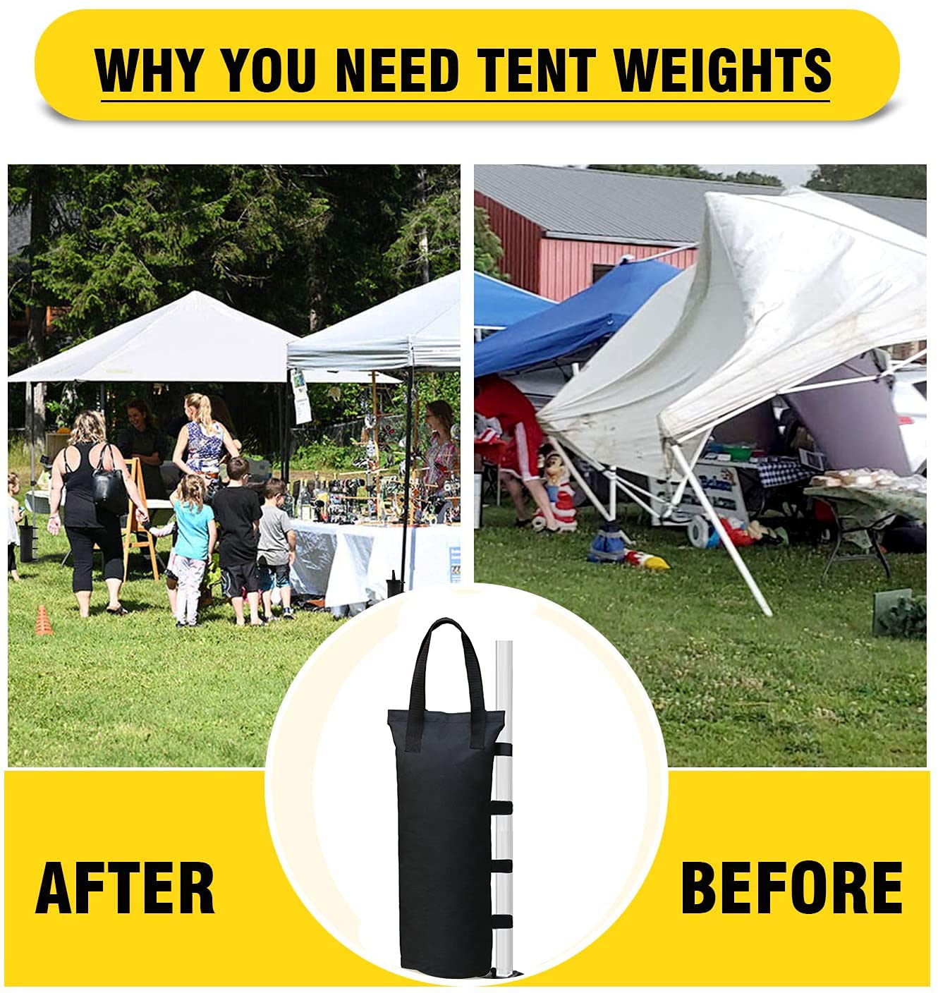MOPHOEXII 4-Pack 112 LBS Extra Large Pop up Canopy Weights Sand Bags for Outdoor Pop Up Canopy Tent Gazebo Outdoor Instant Canopies Sand Bags without Sand - Black ๐ All In One Marketplace Canada