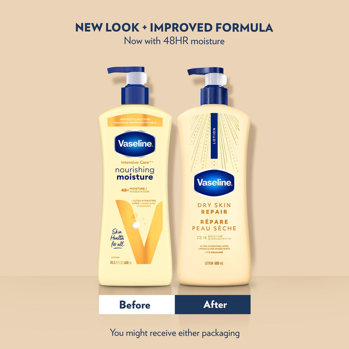 Vaseline Dry Skin Repair Lotion Ultra-Hydrating 72H Moisture, 600mL, 4-Pack ๐ All In One Marketplace Canada