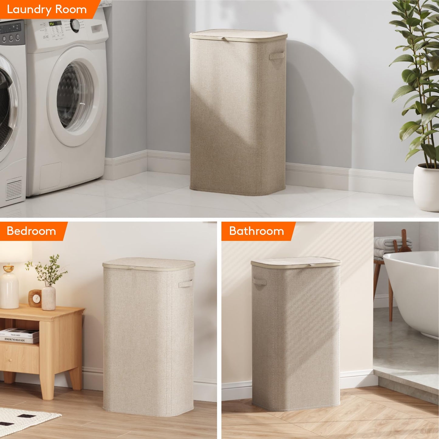 Lifewit 105L Laundry Basket with Lid, Large Laundry Hamper with Handles and Removable Bag, Collapsible Tall Dirty Clothes Hamper for Laundry Room, Bedroom, Bathroom, Dorm, Beige ๐ All In One Marketplace Canada