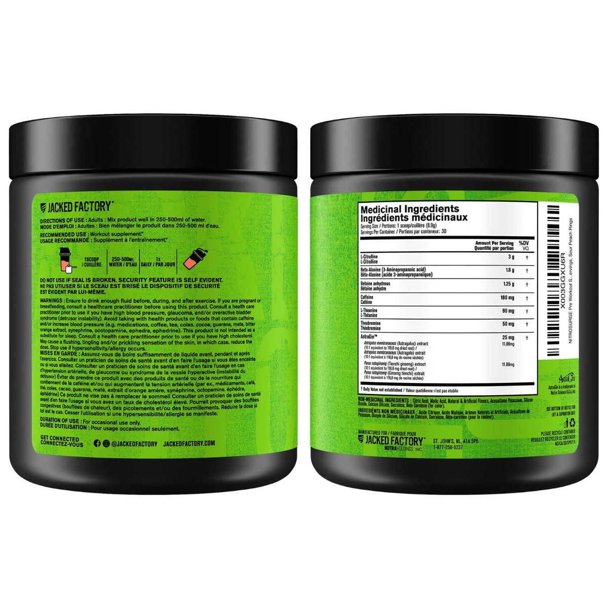 NITROSURGE Pre Workout Supplement - Endless Energy, Instant Strength Gains, Clear Focus, Intense Pumps - Nitric Oxide Booster & Preworkout Powder with Beta Alanine - 30 Servings, Sour Peach Rings ๐ All In One Marketplace Canada