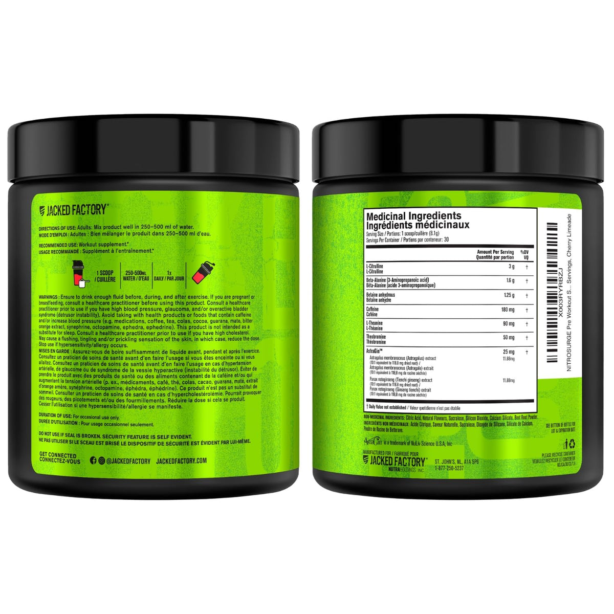 NITROSURGE Pre Workout Supplement - Endless Energy, Instant Strength Gains, Clear Focus, Intense Pumps - Nitric Oxide Booster & Preworkout Powder with Beta Alanine - 30 Servings, Cherry Limeade ๐ All In One Marketplace Canada