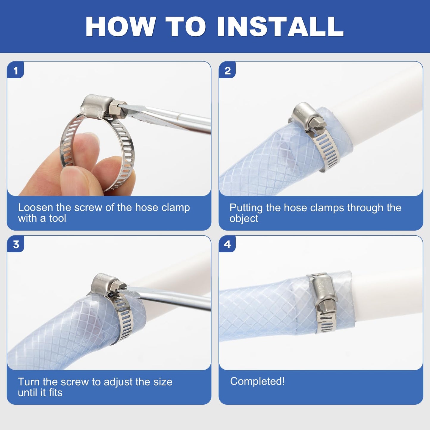 Hose Clamps, Small Worm Gear Hose Clamp Kit, Stainless Steel Worm Gear Hose Clamps for Radiator, Heater, 1 inch, 3/8 inch, 1/2 inch, 1/4 inch, 40 pcs š All In One Marketplace Canada