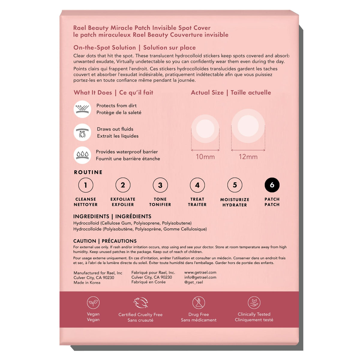 Rael Miracle Invisible Spot Cover - Absorbing Cover, Hydrocolloid Patch, Korean Skin Care, Facial Stickers, 2 Sizes (96 Count) ๐ All In One Marketplace Canada