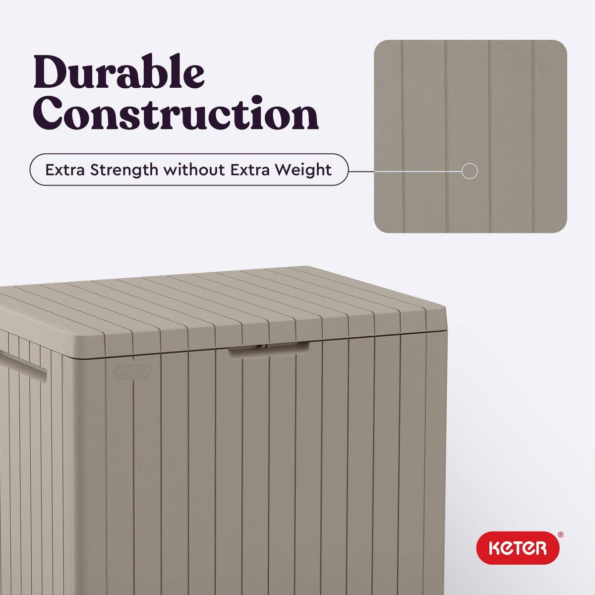 Keter City 30 Gallon Resin Outdoor Storage Box and Patio Furniture Side Table for Pool and Garden Accessories, Beige ๐ All In One Marketplace Canada